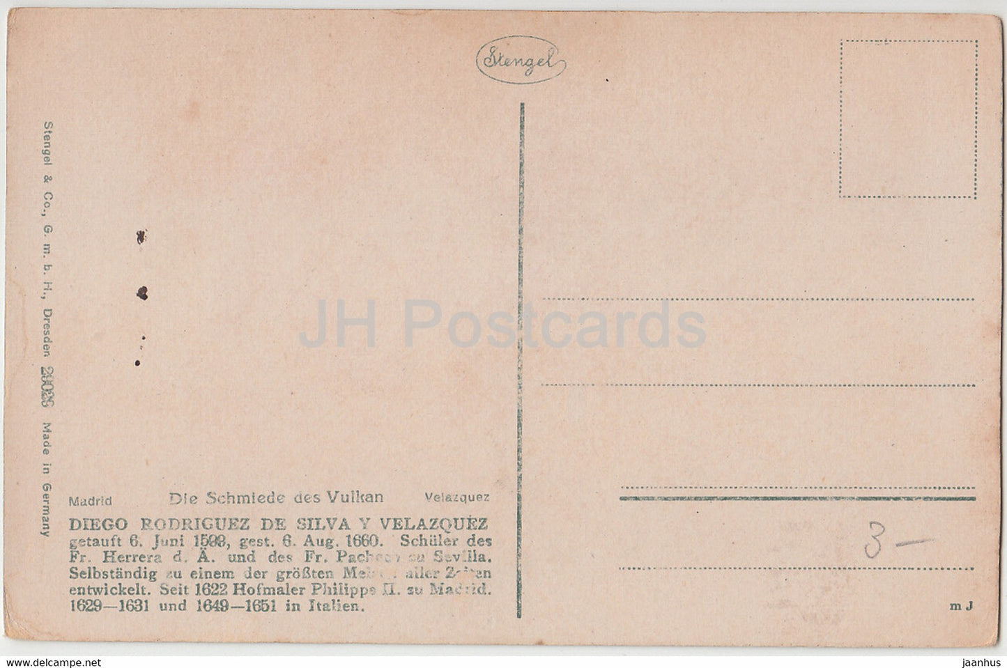 painting by Diego Velazquez - Die Schmiede des Vulkan - smith - Stengel - Spanish art - old postcard - Germany - unused