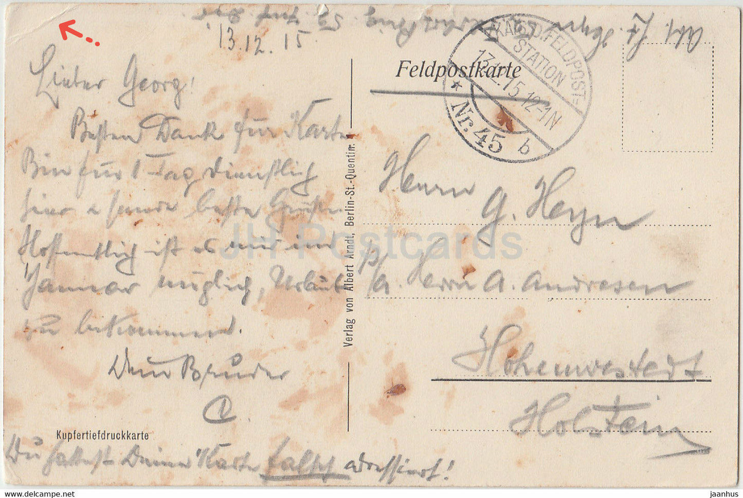 Gruss aus St Quentin - Kathedrale - cathedral - Feldpost - old postcard - 1915 - France - used