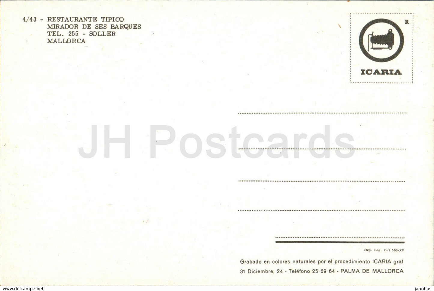 Restaurante Tipico - Mirador de ses Barques - Mallorca - Spain - unused