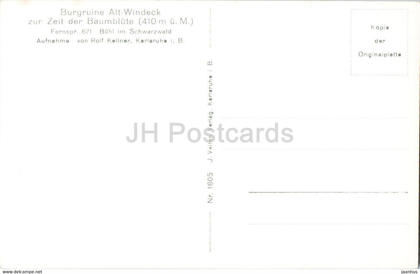 Ruine Alt Windeck bei Buhl - old postcard - Germany - unused