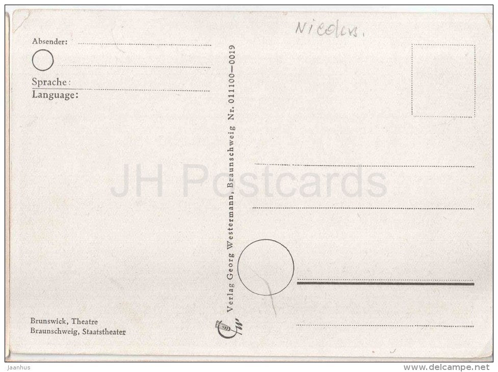 Braunschweig , Staatstheater - Brunswick , Theatre - Germany - ungelaufen - JH Postcards