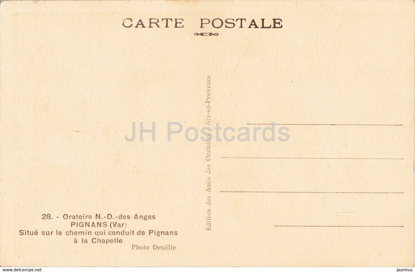 Oratoire N D des Anges Pignans - Situe sur le chemin - 28 - old postcard - France - unused