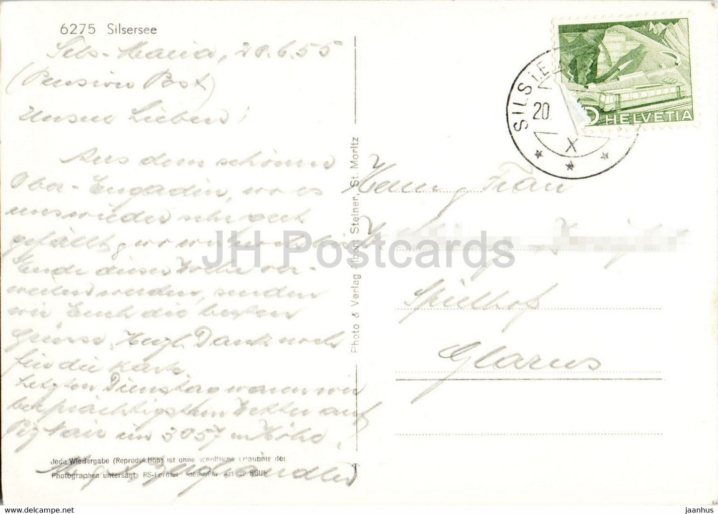 Silsersee - 6275 - 1955 - old postcard - Switzerland - used