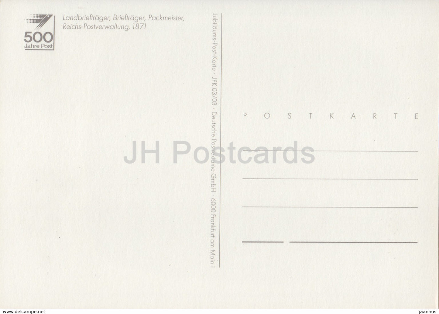 Landbrieftrager - Brieftrager - Packmeister - Reichs Postverwaltung - Postmen - Mail Service - Germany - unused