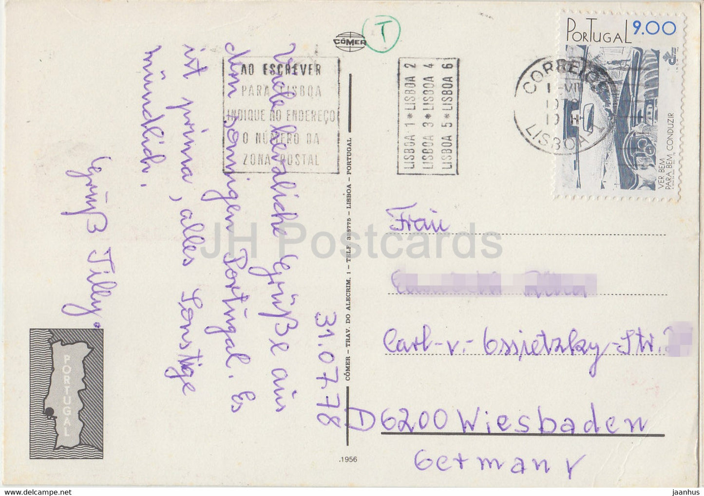 Souvenir de Lisboa - port - calèche - multiview - 1978 - Portugal - occasion