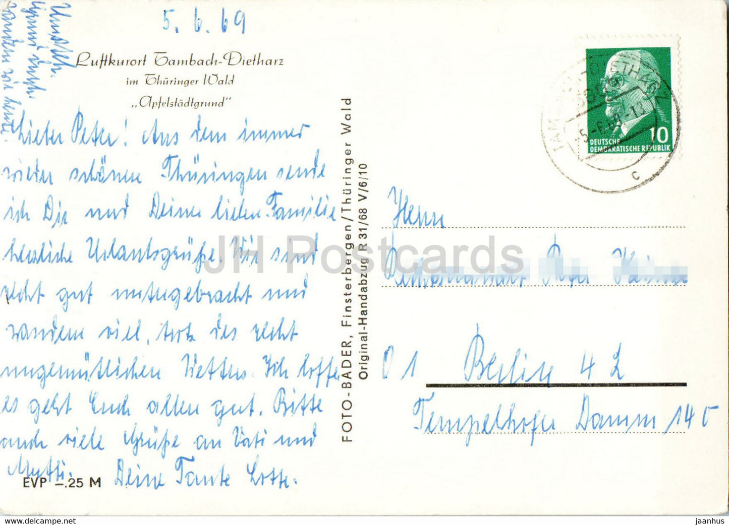Luftkurort Tambach Dietharz im Thuringer Wald - Apfelstadtgrund - old postcard - 1969 - Germany DDR - used