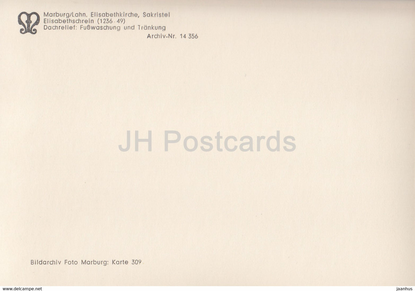 Marburg - Elisabethkirche - Sakristei - Elisabethschrein - Dachrelief - Fusswaschung und Trankung - Deutschland - unbenutzt