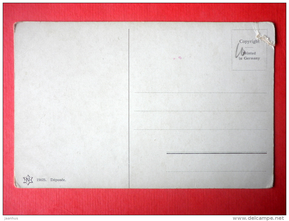 illustration - lady in hat - 15625 Deposee - old postcard - unused - JH Postcards