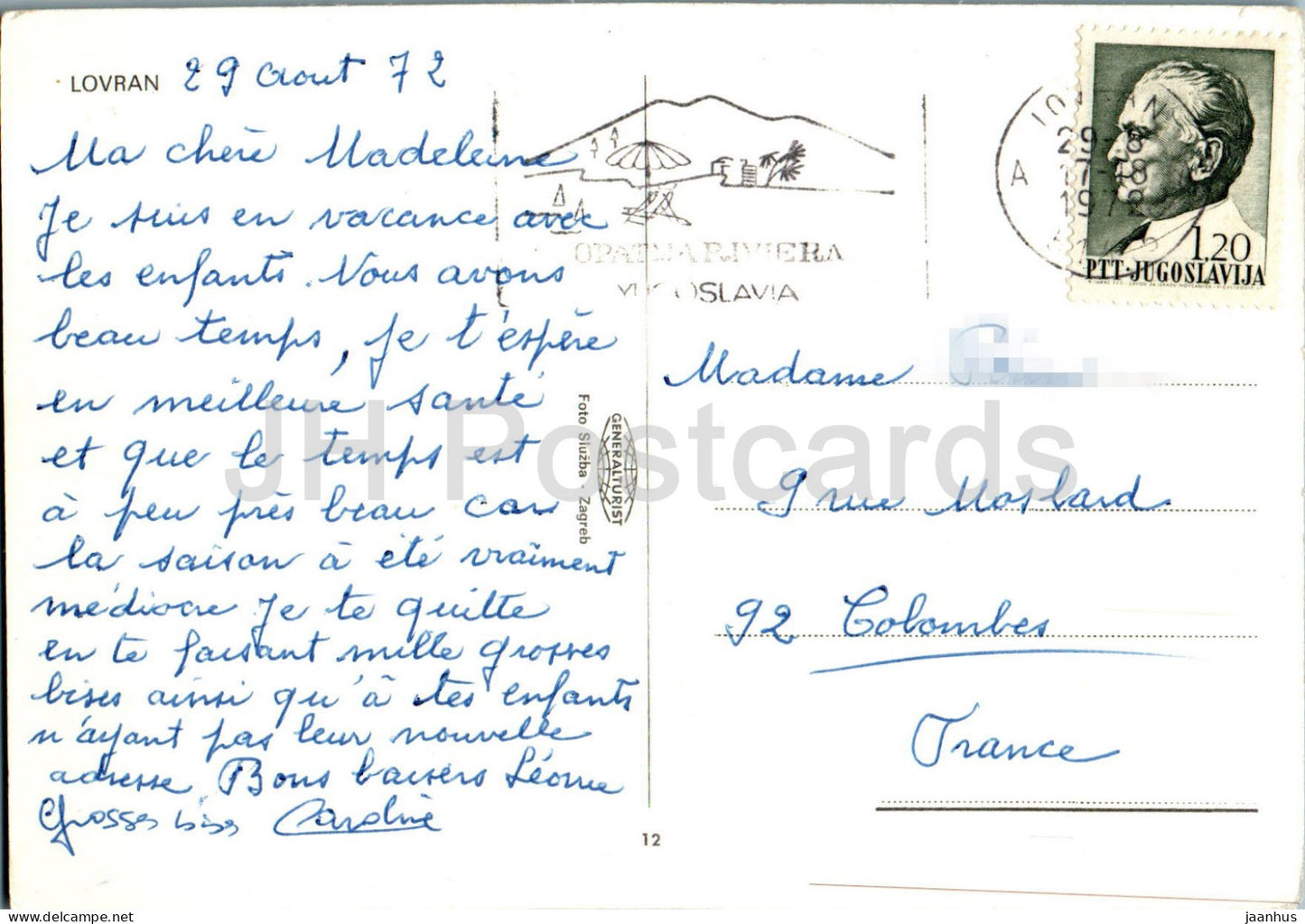 Lovran - bateau - 12 - 1972 - Yougoslavie - Croatie - occasion