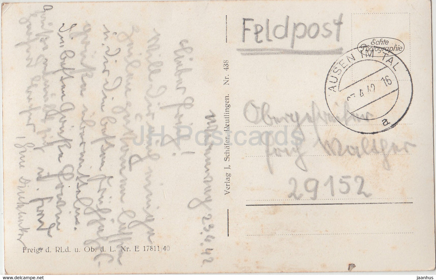 Oberes Donautal - Blick vom Eichfels auf Schloss Werenwag - 438 - old postcard - 1942 - Germany - used