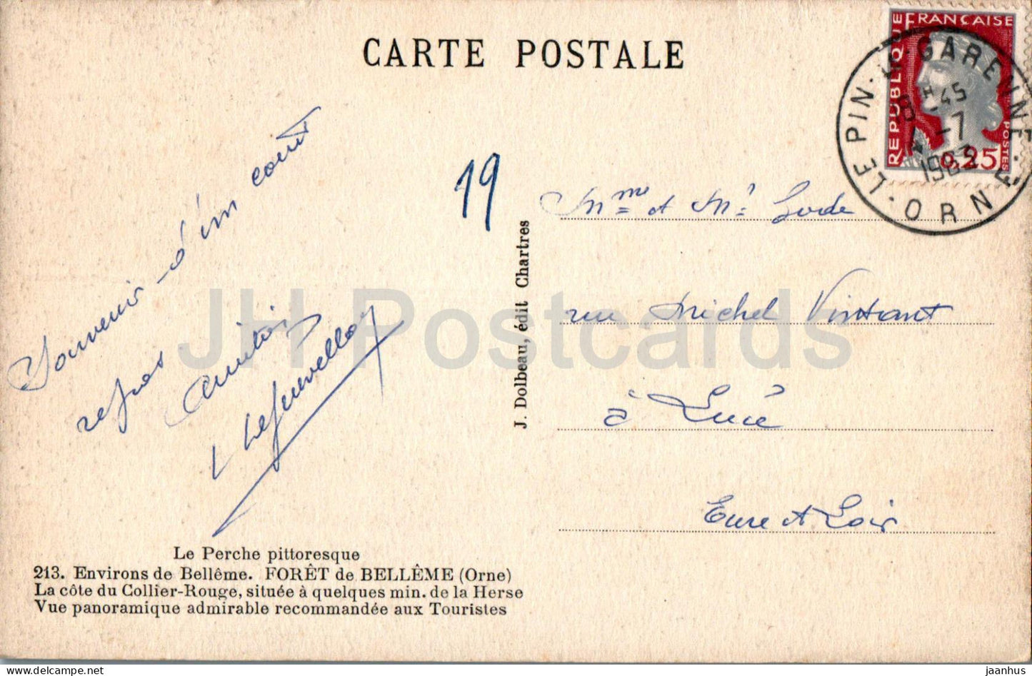 Environs de Bellême - Forêt de Bellême - 213 - carte postale ancienne - 1963 - France - occasion