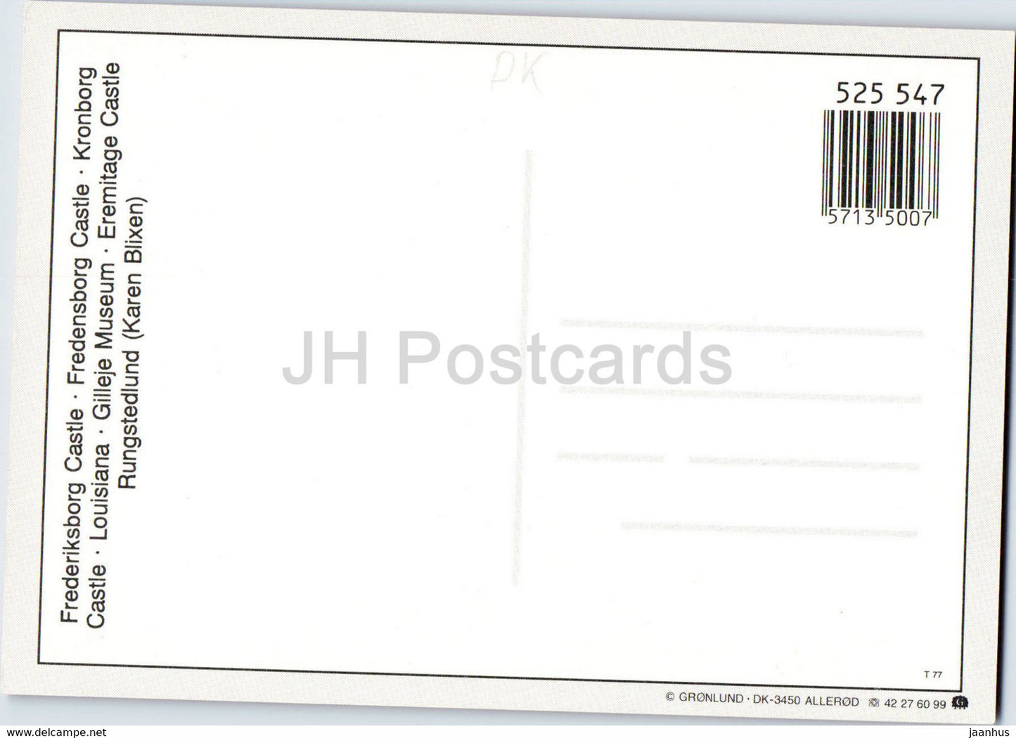 North Zealand - Frederiksborg castle - Fredensborg castle - Kronborg castle - Louisiana - Denmark - unused