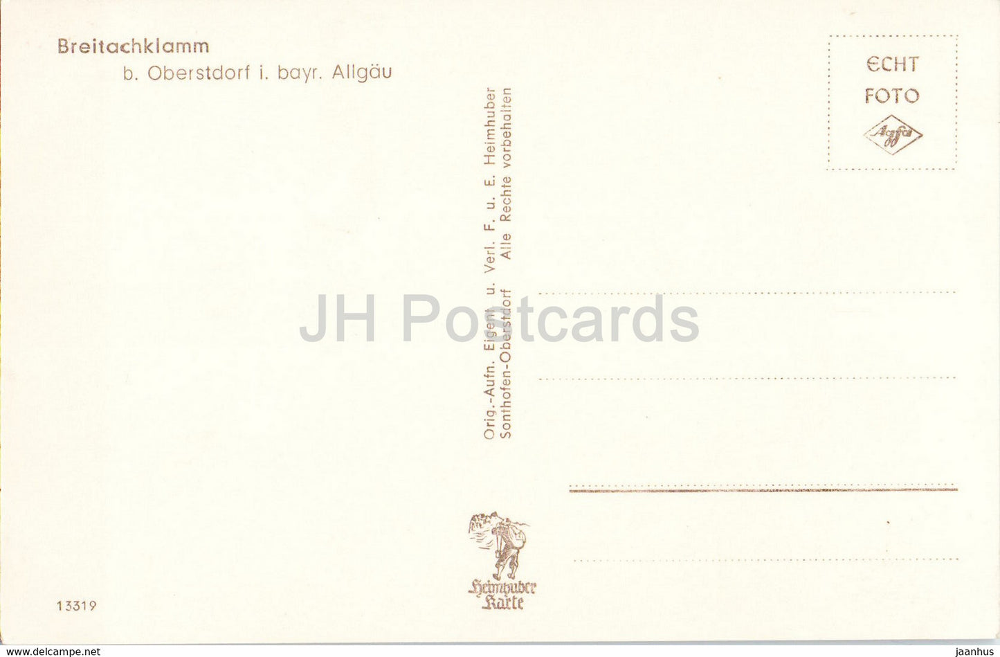 Breitachklamm b Oberstdorf i Bayr Allgäu - 13319 - alte Ansichtskarte - Deutschland - unbenutzt