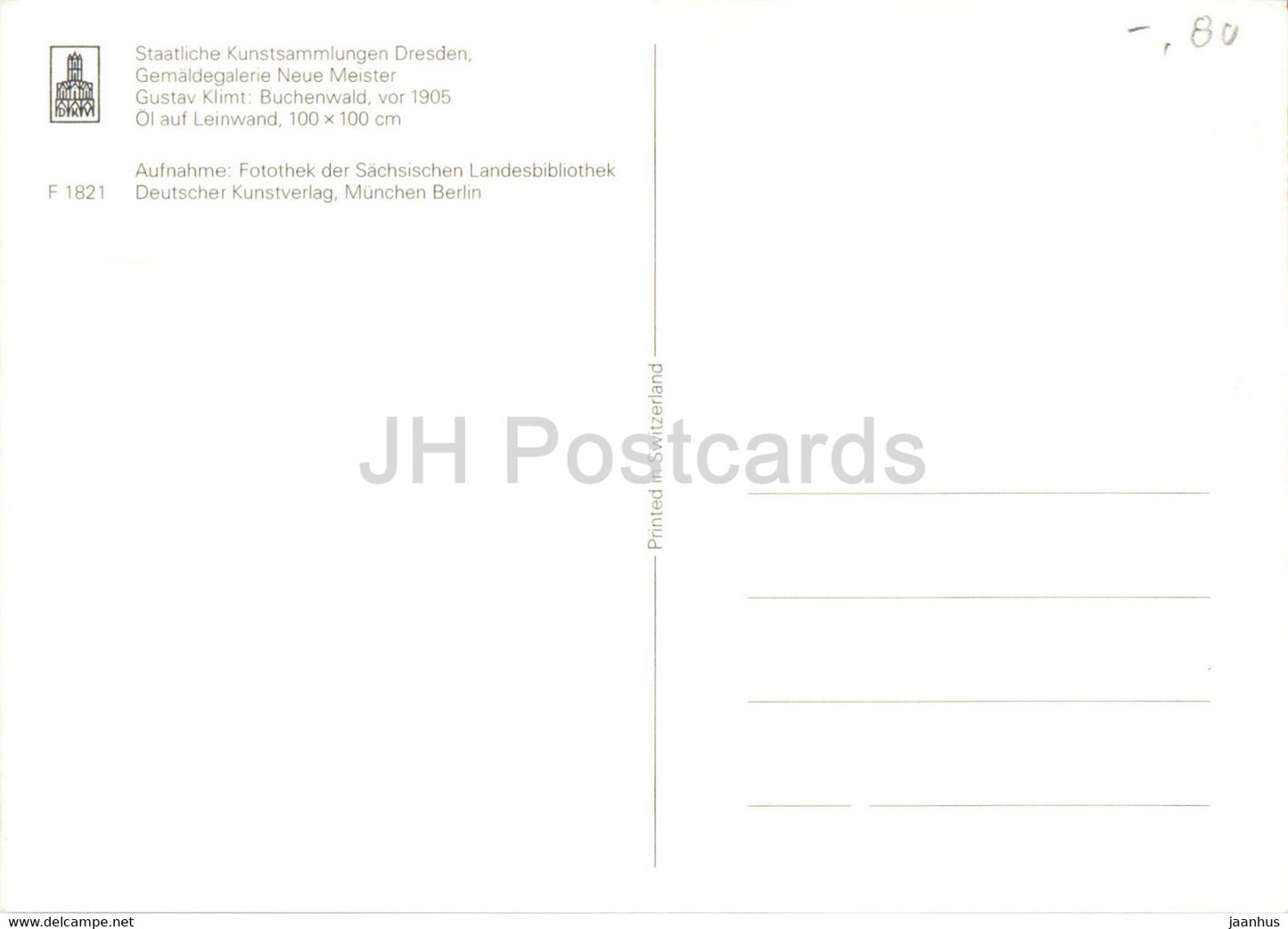 painting by Gustav Klimt - Buchenwald vor 1905 - Austrian art - Switzerland - unused