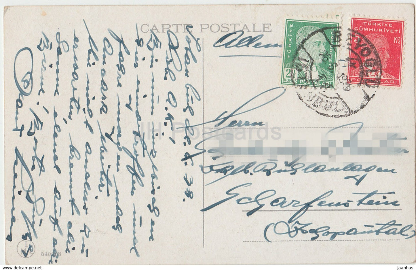 Istanbul - Suleymaniye Camisi - Mosquee Souieymanie - vue - 1938 - carte postale ancienne - Turquie - utilisé