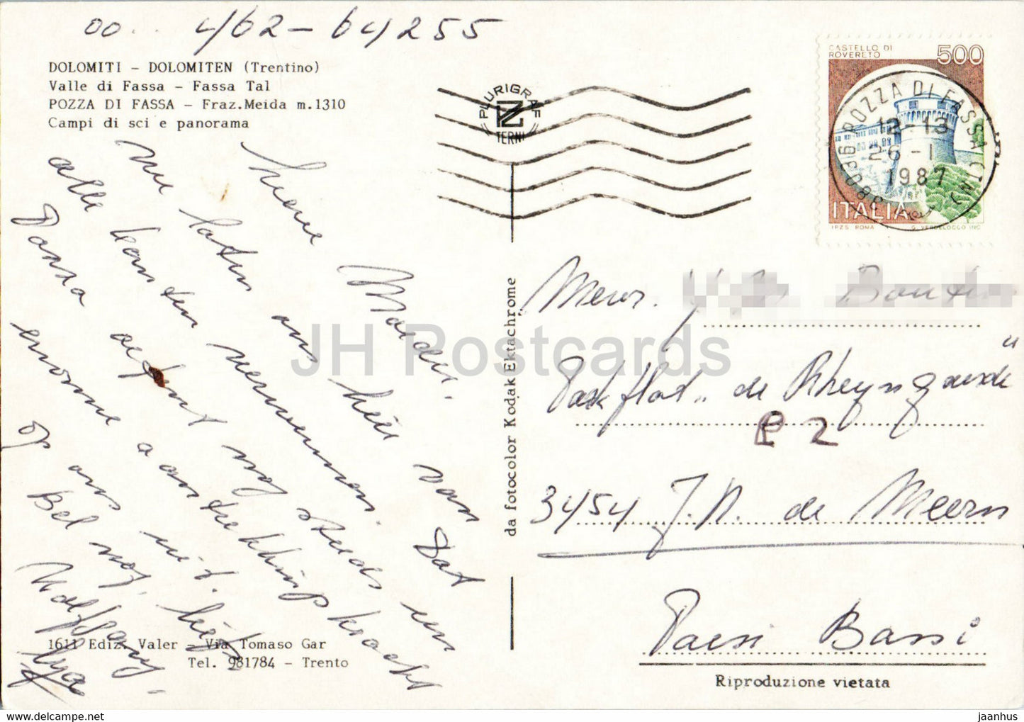 Dolomiti - Valle di Fassa - Pozza di Fassa - Campi di sci e panorama - Skifahren - 1987 - Italien - gebraucht