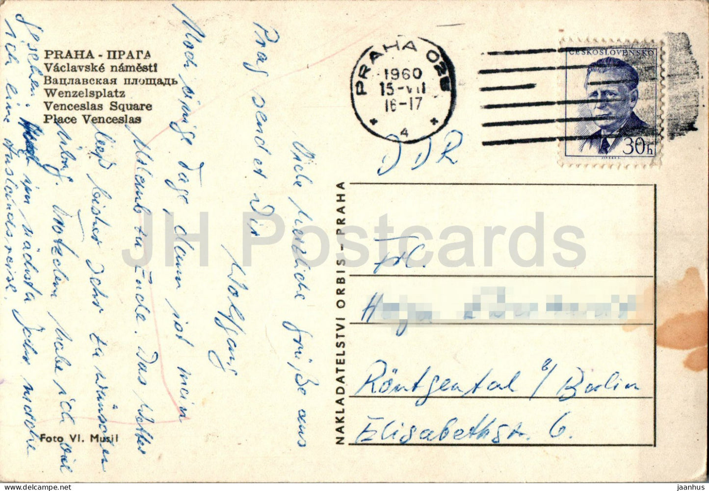 Praha - Prague - Vaclavske Namesti - Venceslas Square - tram - 1960 - Czech Republic - Czechoslovakia - used