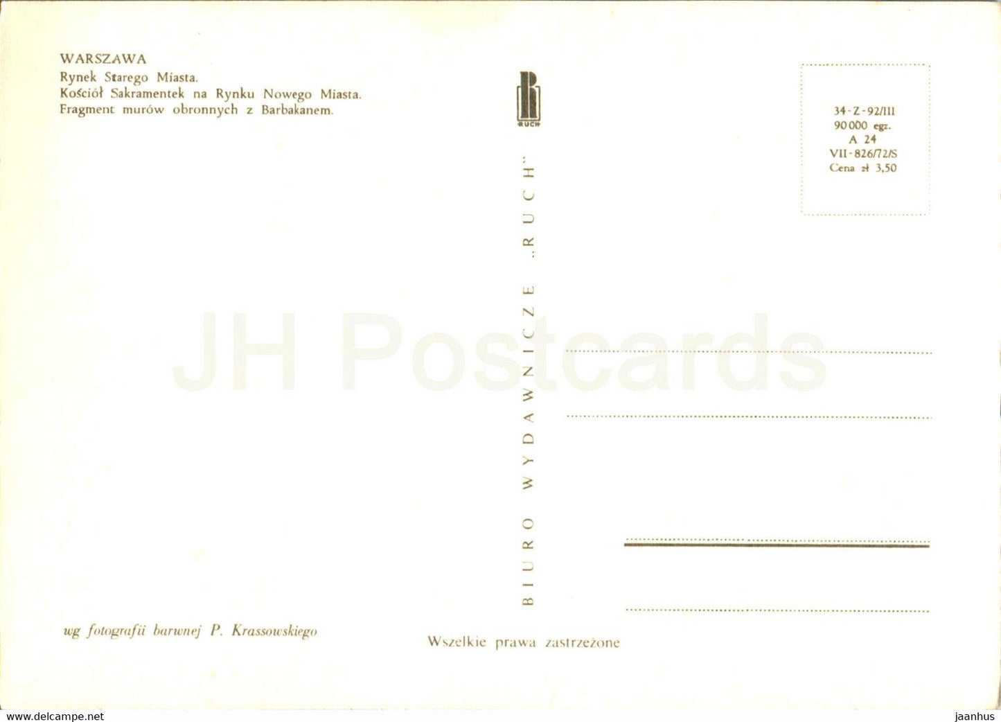 Warsaw - Warszawa - Rynek Starego Miasta - Kosciol Sakramentek - Old Town Square - multiview - Poland - unused