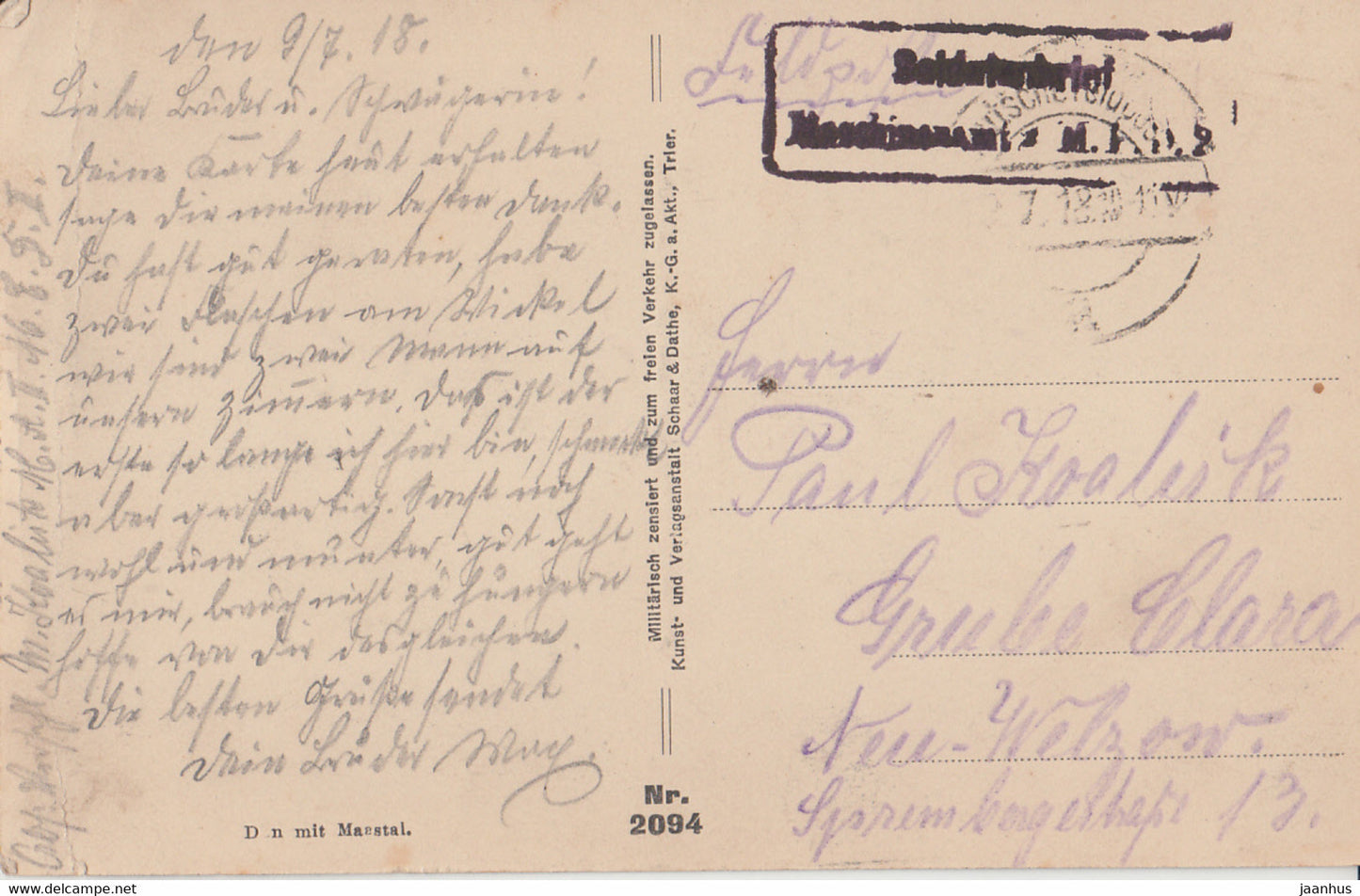 Maastal - Feldpost - Soldatenbrief - old postcard - 2094 - Germany - France - used