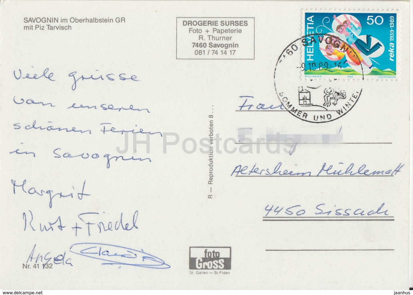 Savognin im Oberhalbstein mit Piz Tarvisch - 1989 - Switzerland - used