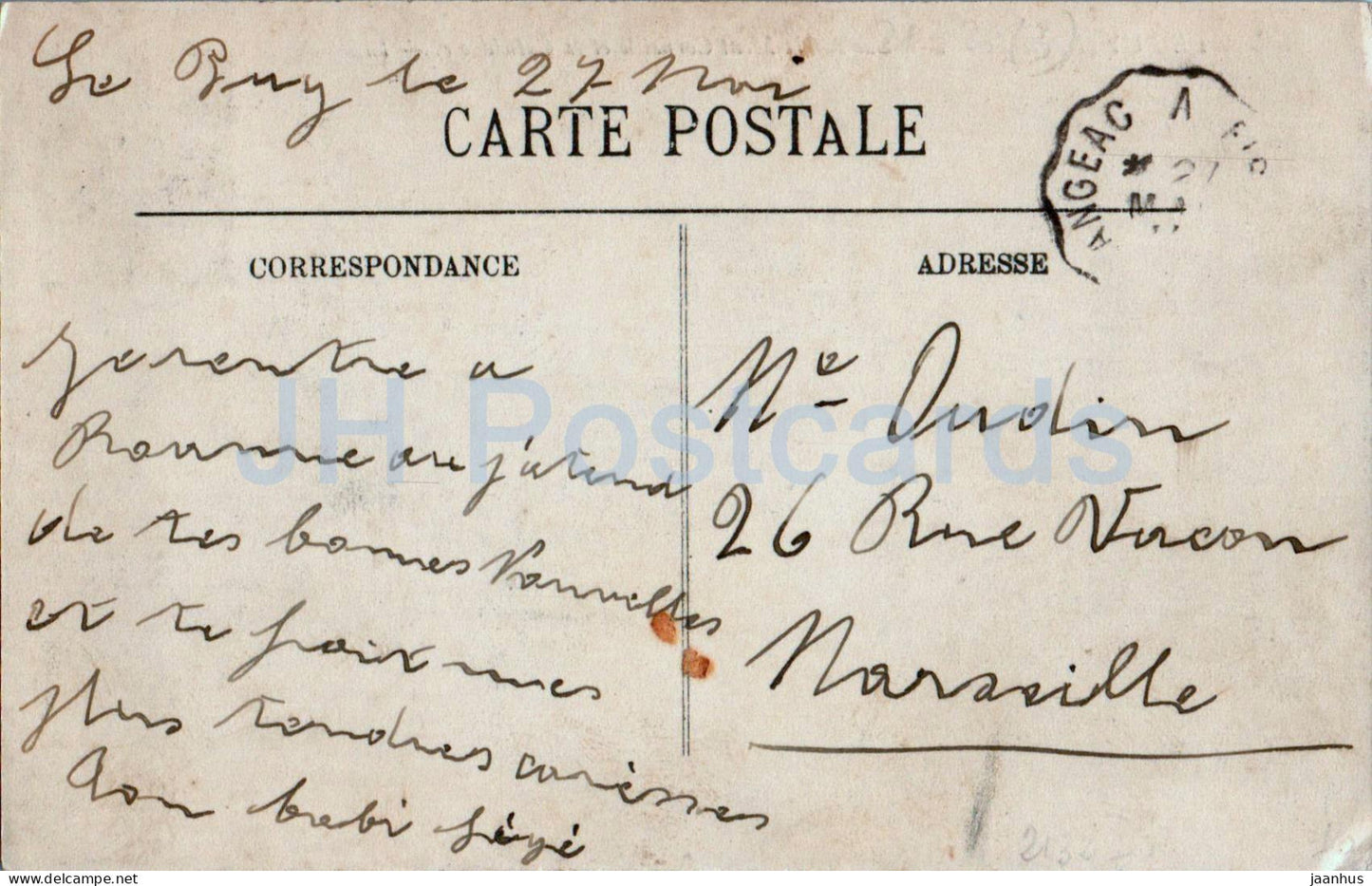 Le Puy - Vue sur le Mont Corneille et la Cathedrale - 556 - alte Postkarte - 1911 - Frankreich - gebraucht