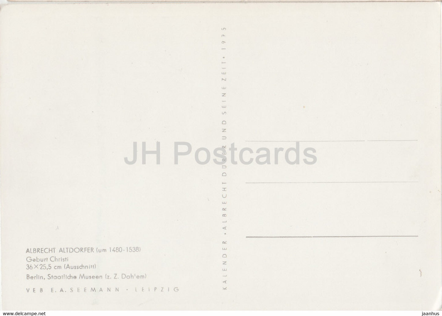 peinture d'Albrecht Altdorfer - Geburt Christi - Naissance du Christ - Art allemand - 1975 - Allemagne - inutilisé