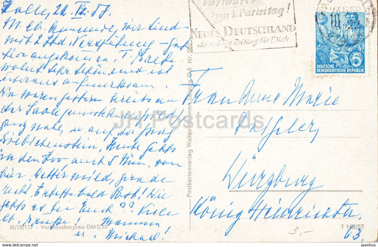 Halle - Saale - Saalepartie am Heinrich Heine Felsen - Boot - Schiff - alte Postkarte - 1958 - Deutschland DDR - gebraucht