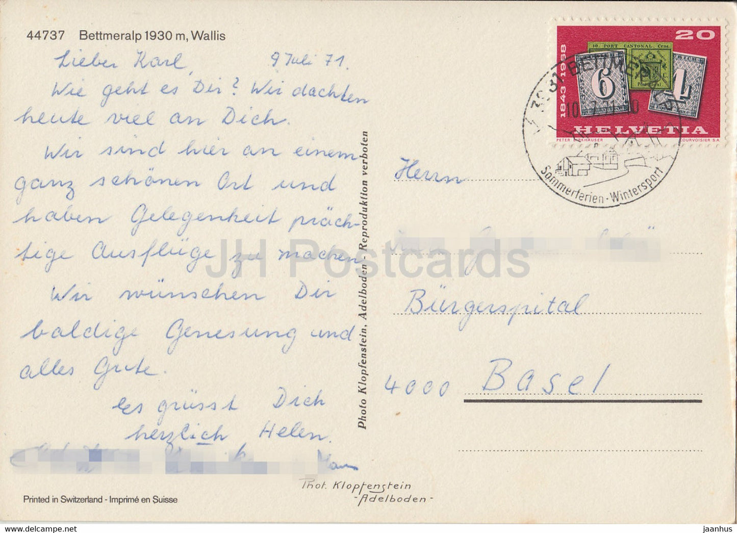 Bettmeralp 1930 m - 44737 - 1971 - Switzerland - used