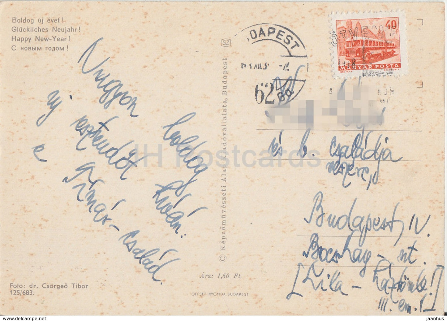 Buek - Carte de voeux de bonne année - 1962 - Hongrie - utilisé