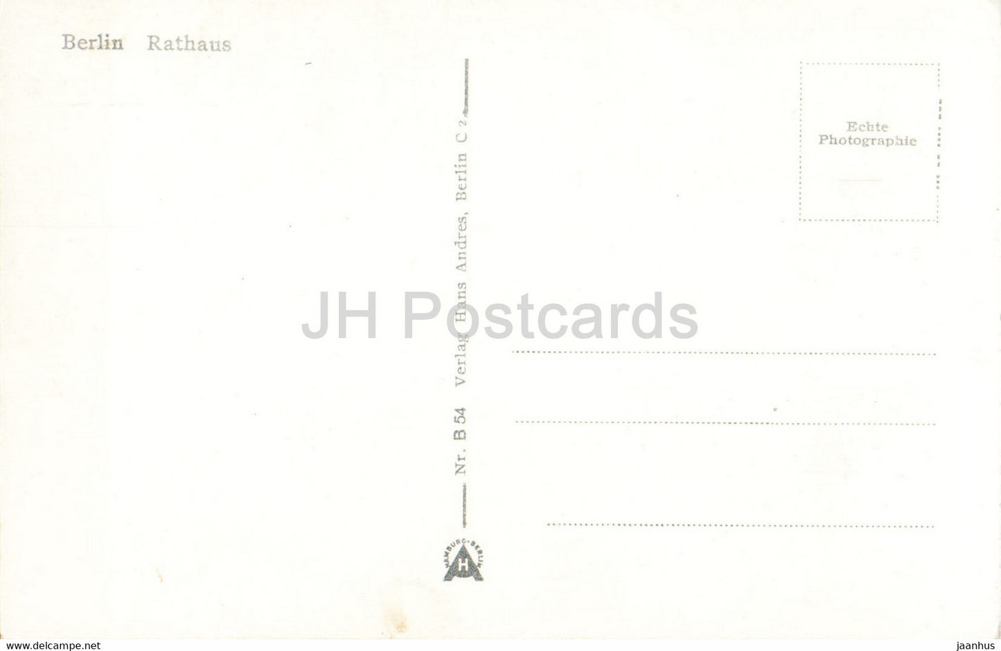 Berlin - Rathaus - tram - town hall - B 54 - old postcard - Germany - unused