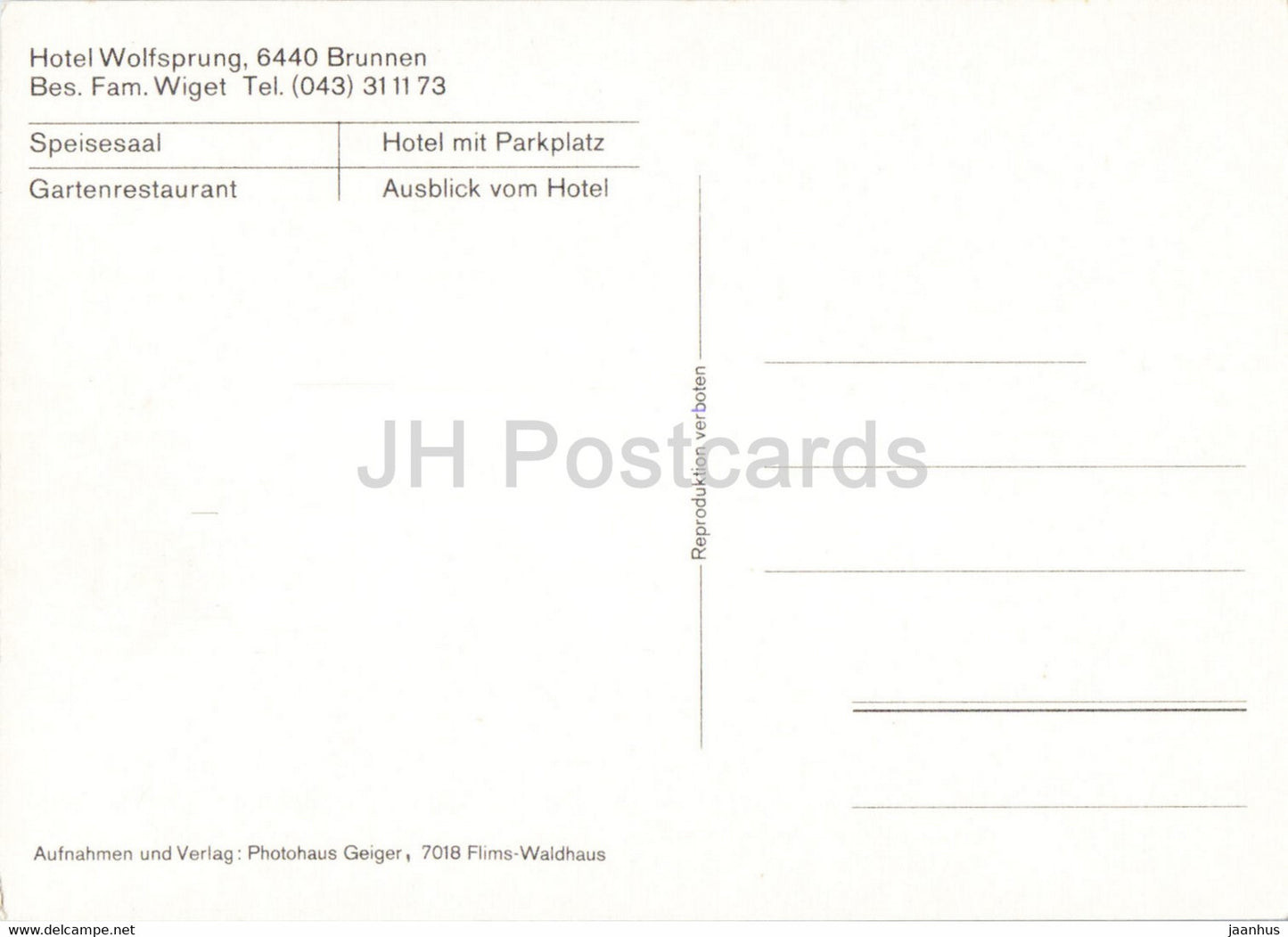 Hotel Wolfsprung - Brunnen - Speisesaal - Parkplatz - Gartenrestaurant - Switzerland - unused