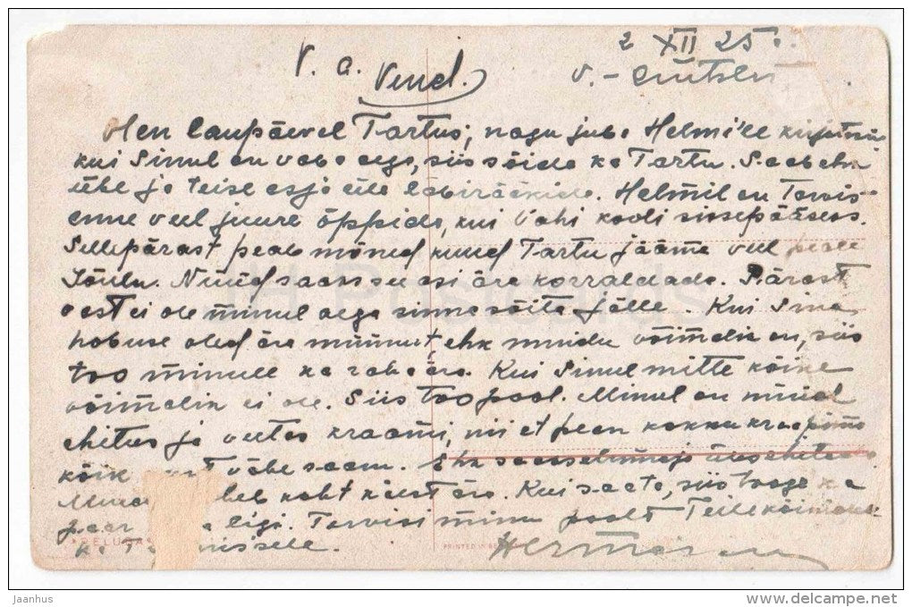 illustration - peacock - bird - Peluba - old postcard - circulated in Estonia 1925 - JH Postcards