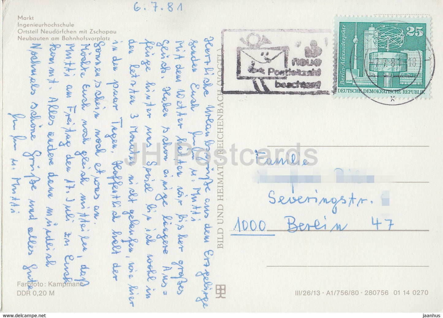 Mittweida - Markt - Ingenieurhochschule - 1981 - Allemagne DDR - d'occasion