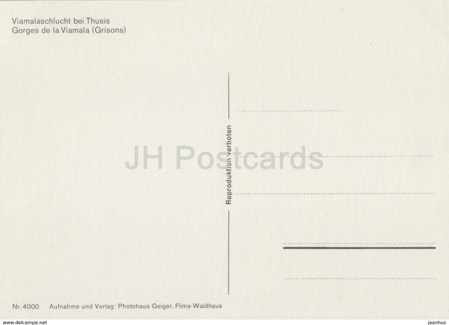 Viamalaschlucht bei Thusis - Gorges de la Viamala - 4000 - Switzerland - unused