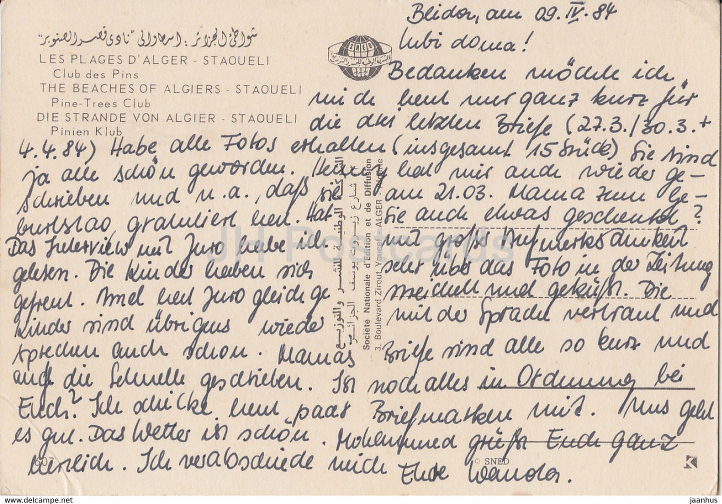 Staoueli - Club des Pins - Pine Trees Club - 1984 - Algérie - occasion