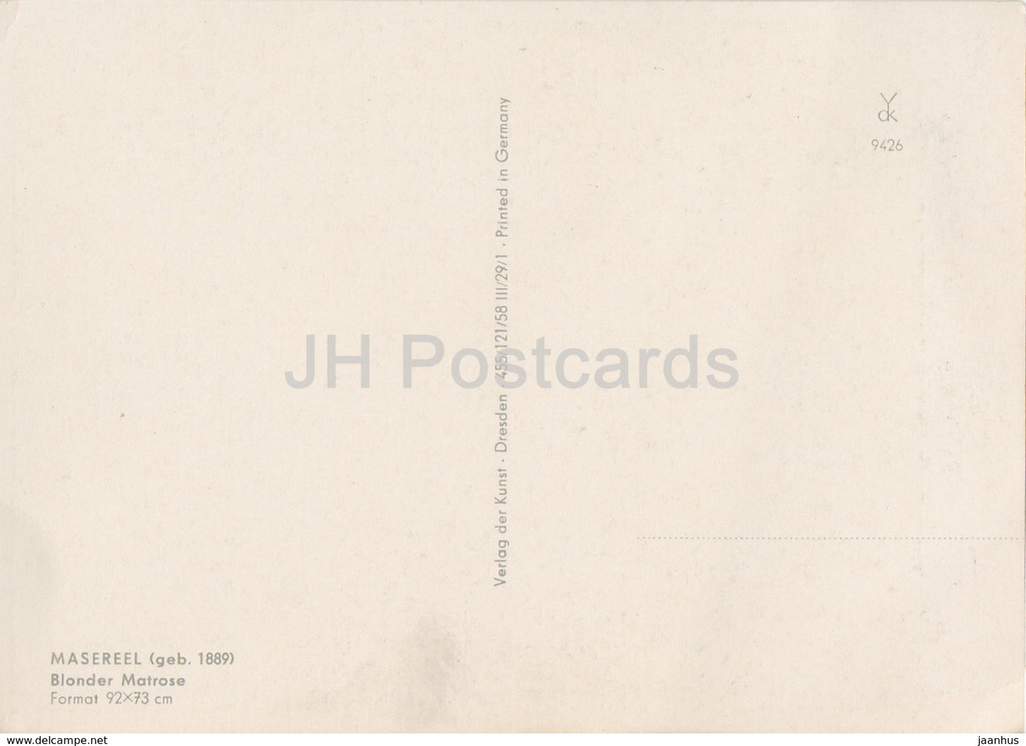 painting by Masereel - Blonde Matrose - Blond Sailor - Flemish art - Germany DDR - unused