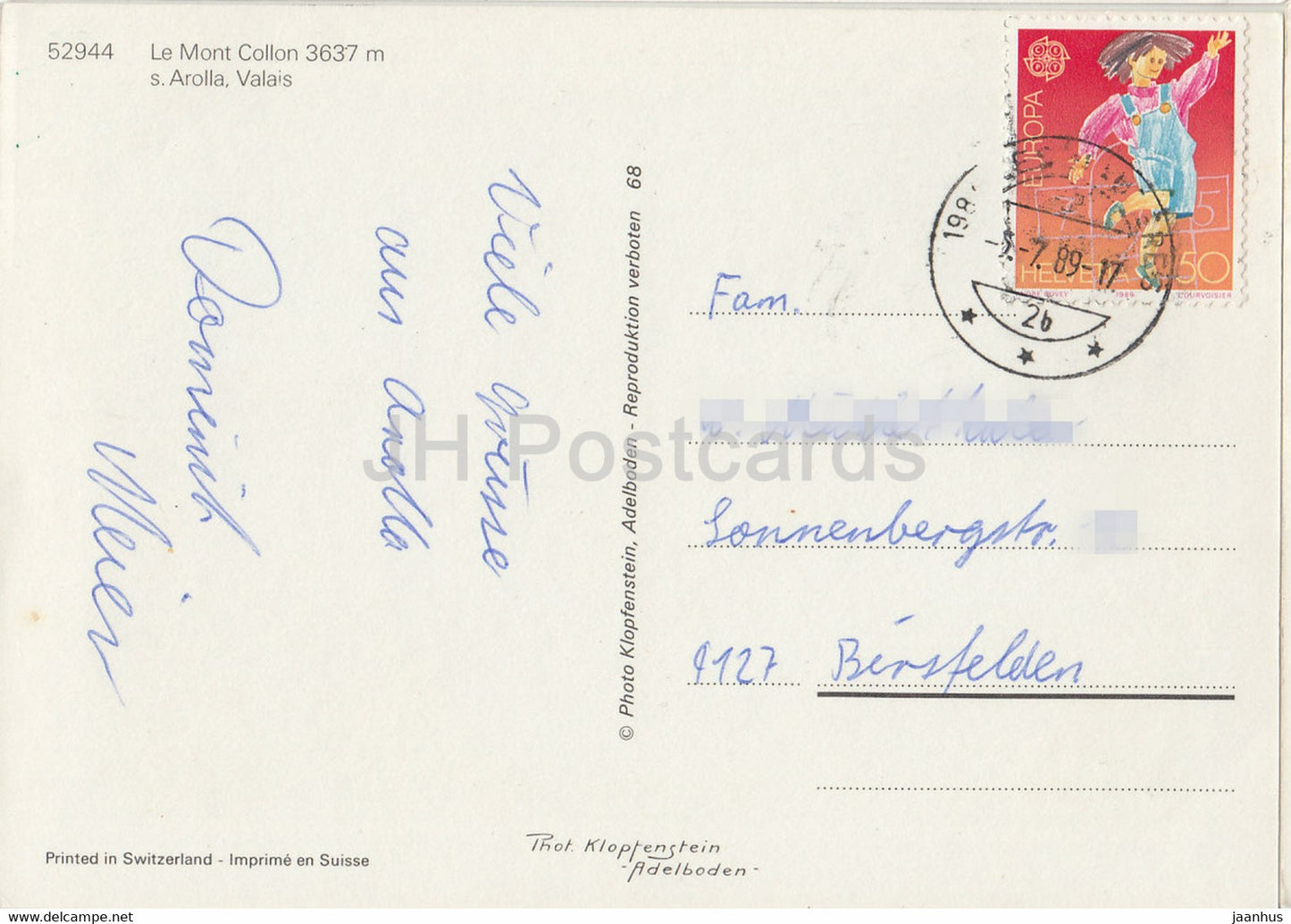 Arolla - Le Mont Collon 3637 m - 52994 - 1989 - Switzerland - used