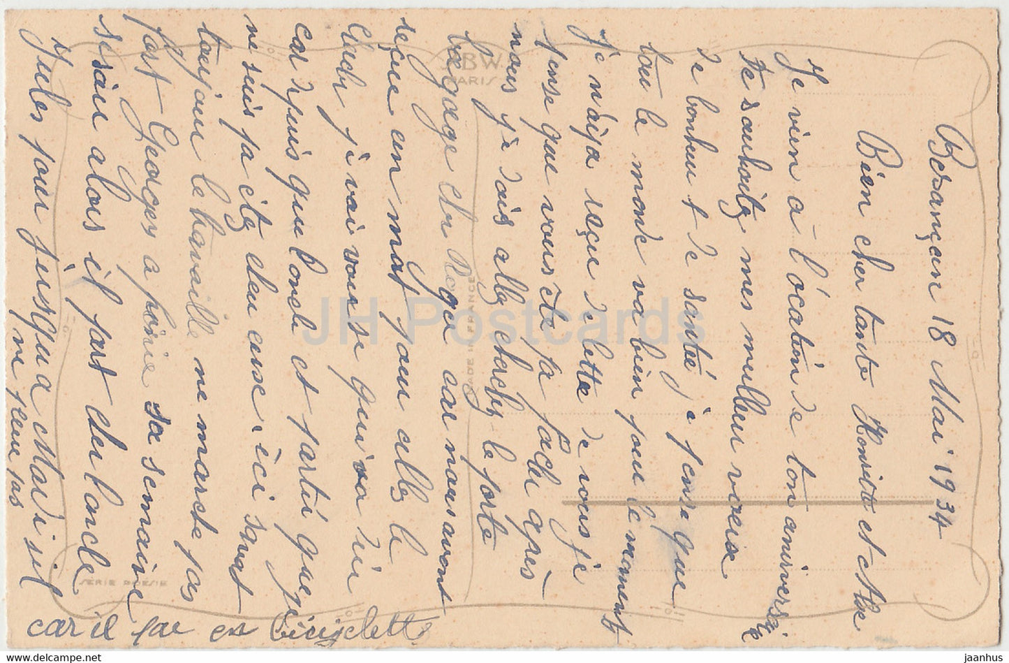 flowers in a basket - Le Souvenir c'est tout c'est l'ame de la vie V Hugo illustration - old postcard - France - used