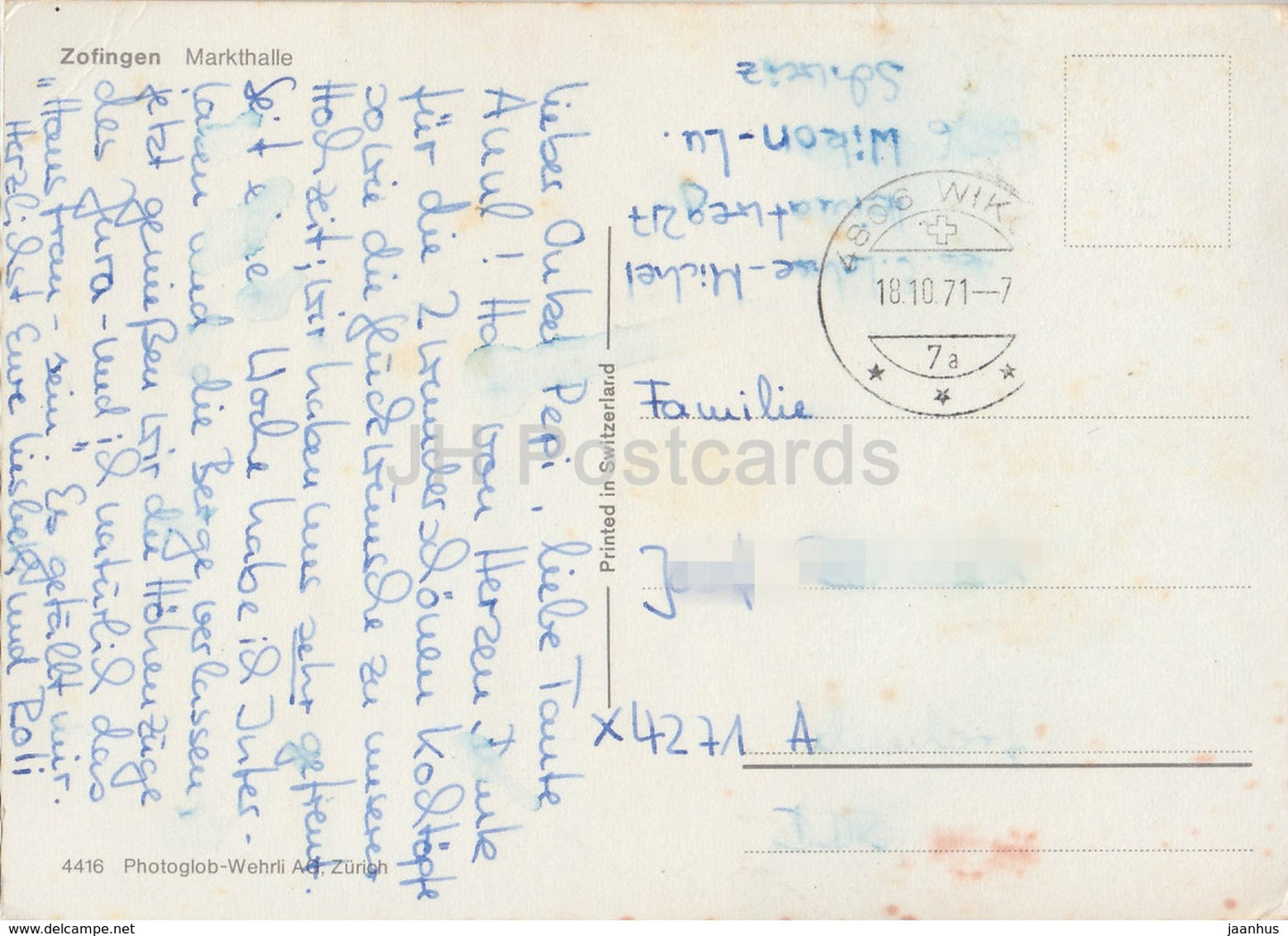 Zofingen - Markthalle - halle de marché - 4416 - Suisse - 1971 - utilisé