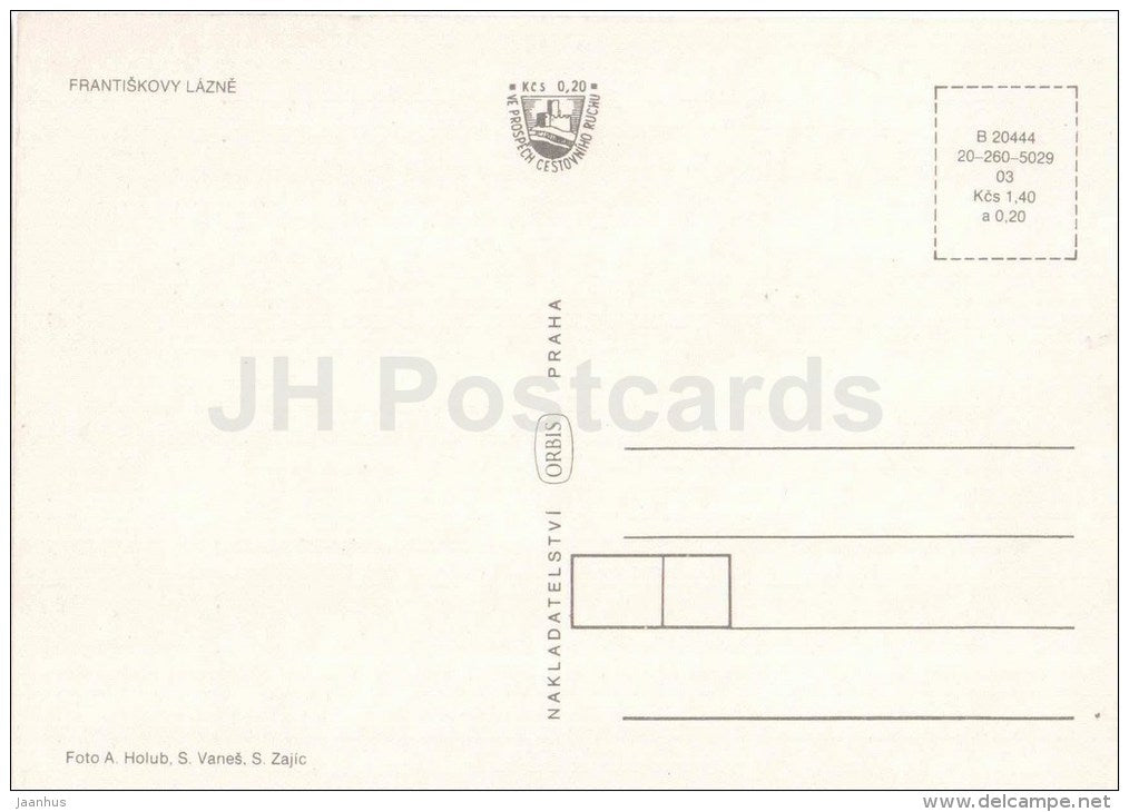 Frantiskovy Lazne - spa - architecture - town views - swan - Czechoslovakia - Czech - unused - JH Postcards