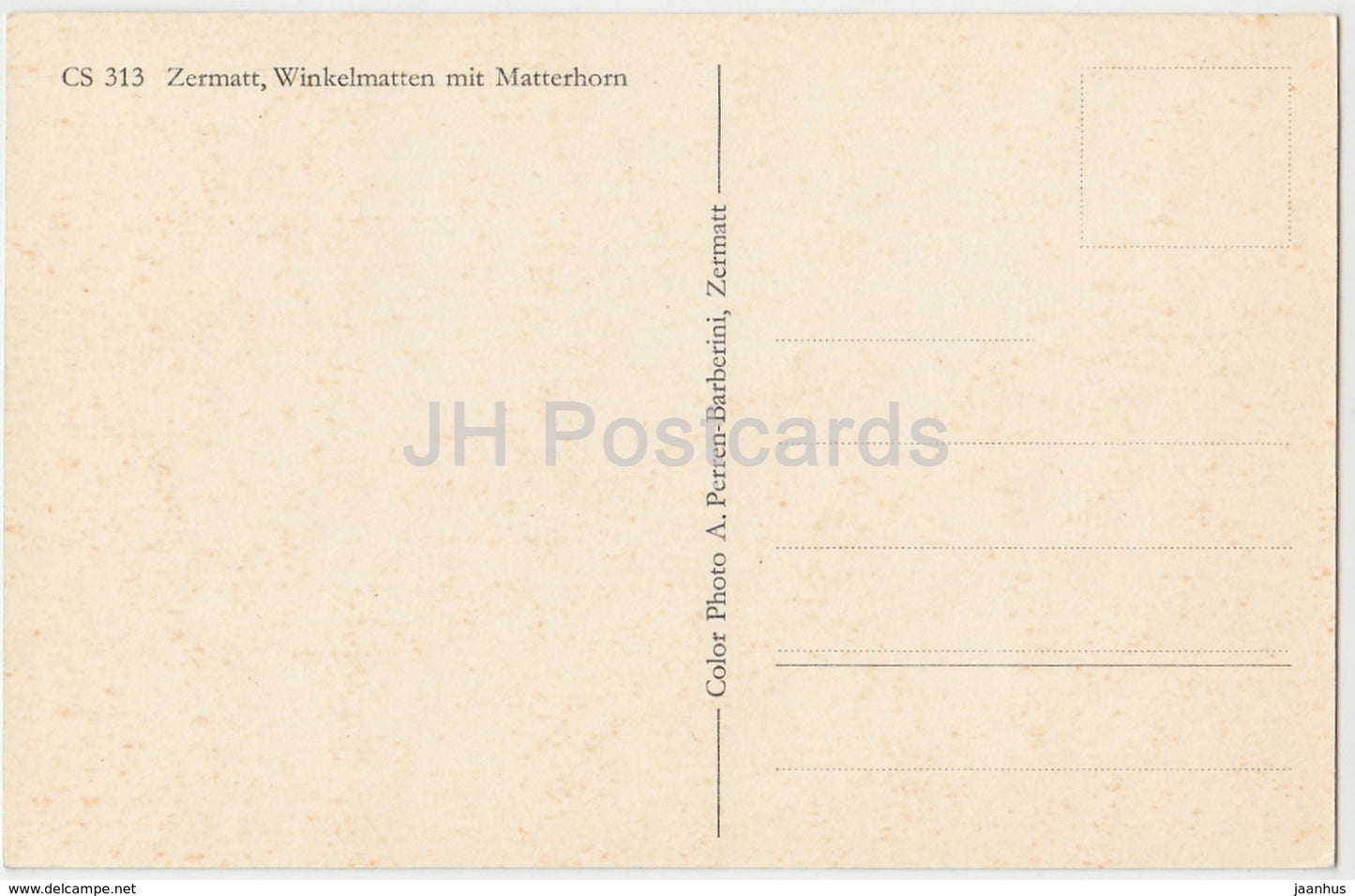 Zermatt - Winkelmatten mit Matterhorn - CS 313- Suisse - carte postale ancienne - inutilisée