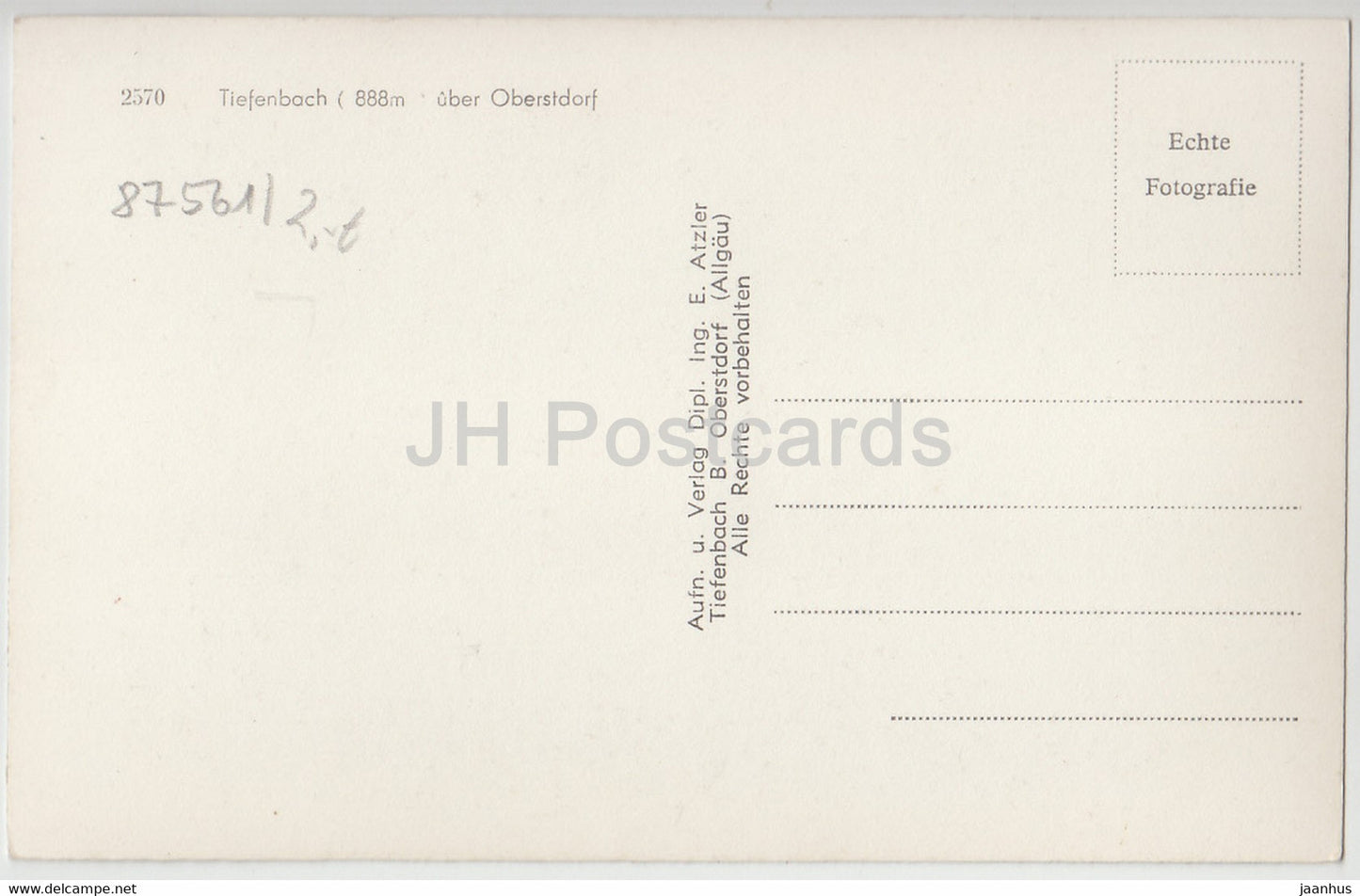 Tiefenbach 888 m über Oberstdorf - 2570 - Deutschland - unbenutzt
