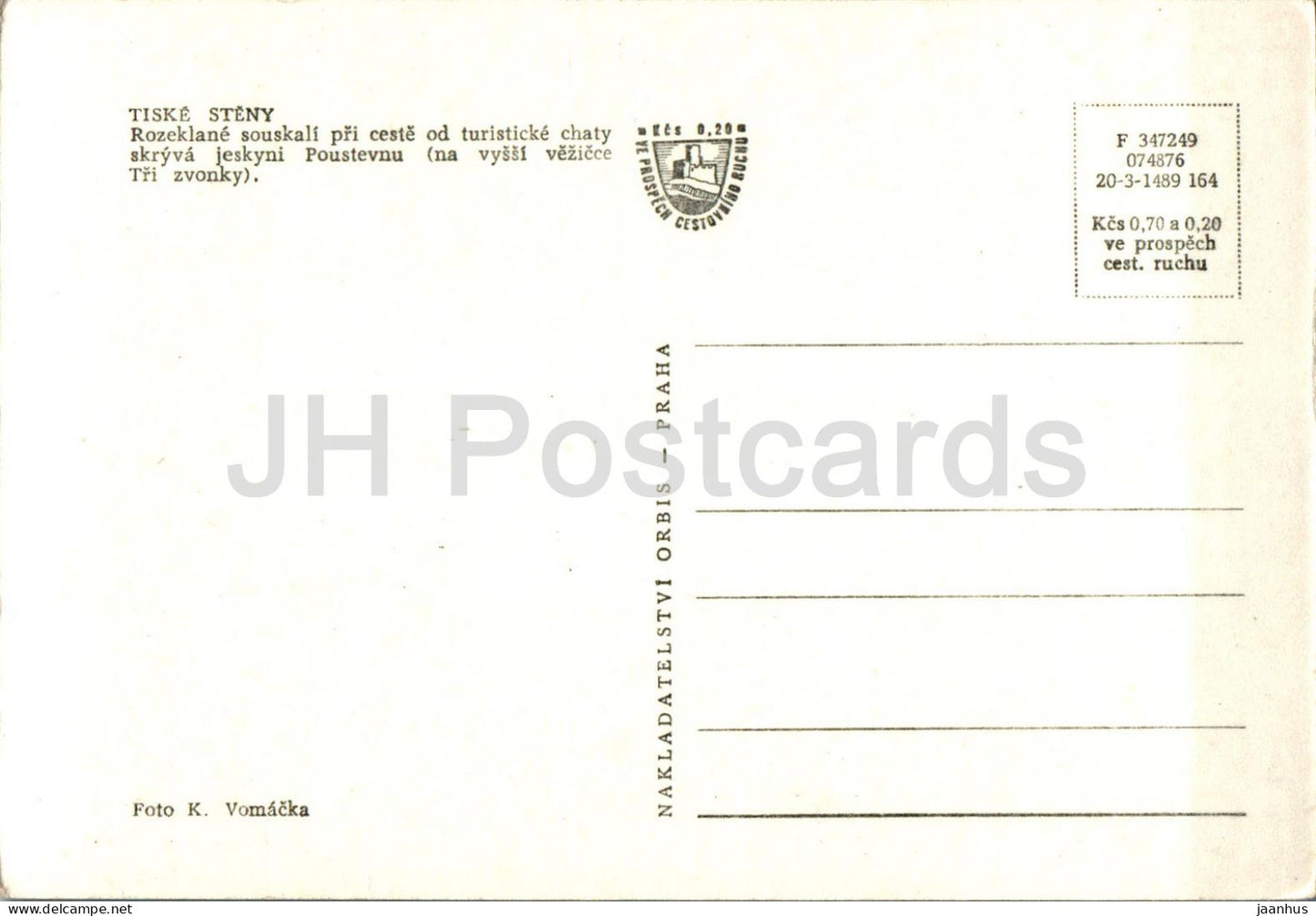 Tiske Steny - Roszeklane souskali - Czech Repubic - Czechoslovakia - unused