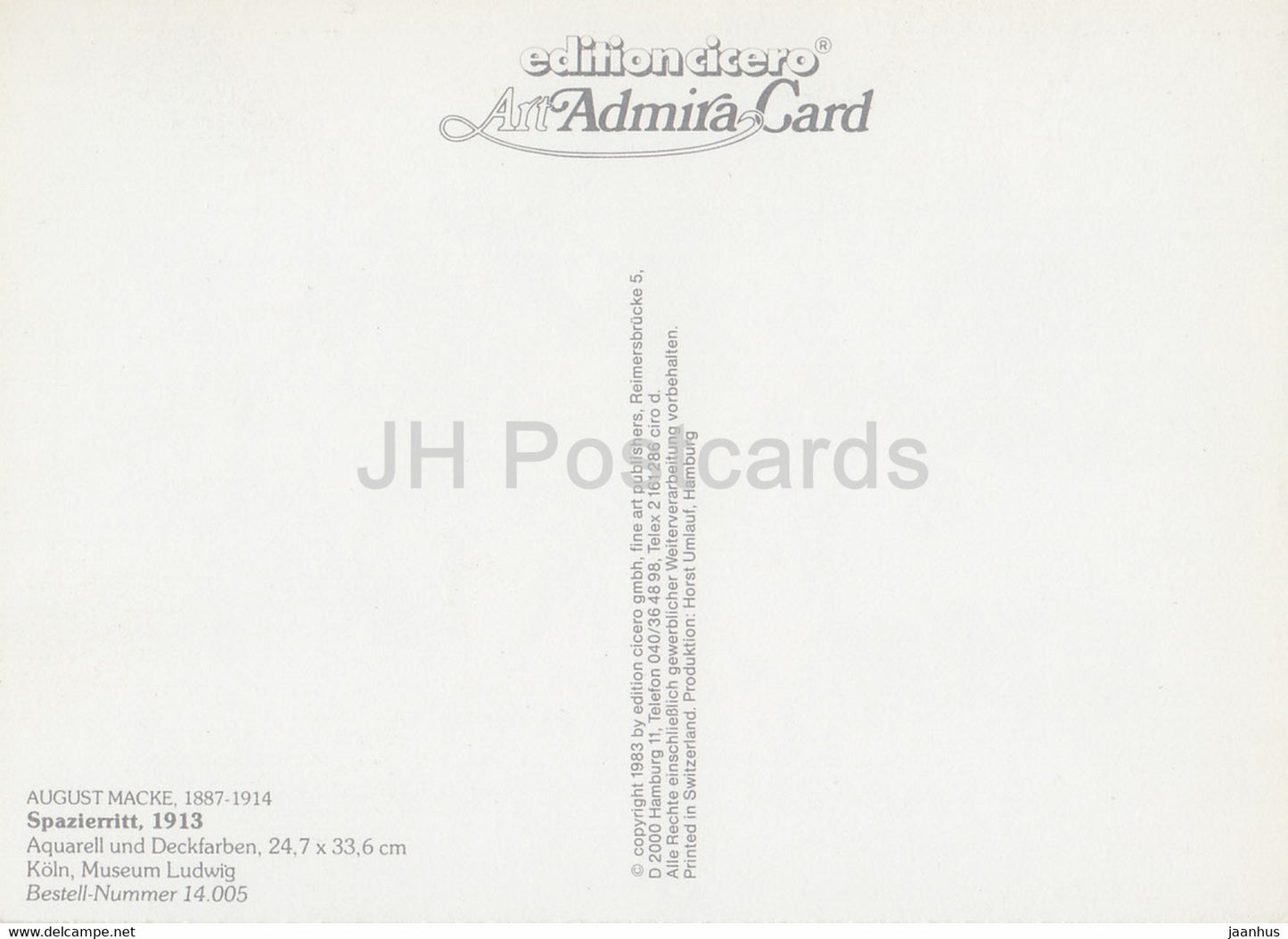 painting by August Macke - Spaziertritt - horse - German art - 2000 - Germany - unused