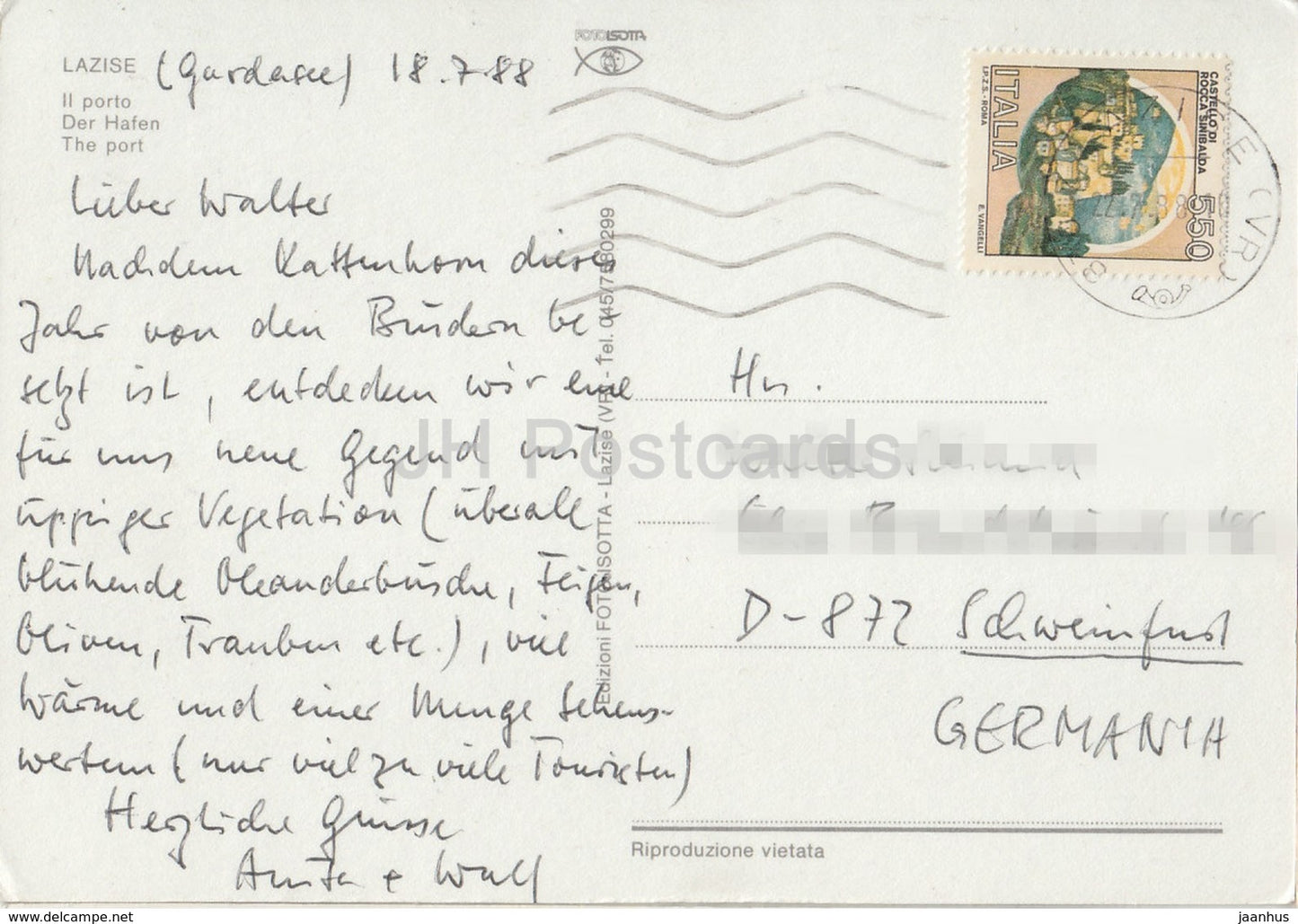 Lazise - Il Porto - port - voilier - Italie - 1988 - occasion