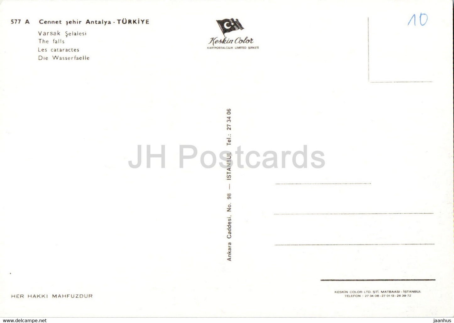 Antalya - The Falls - Keskin - 577 A - Turkey - unused