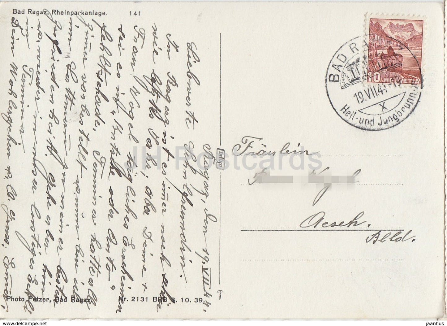 Bad Ragaz - Rheinparkanlage - 141 - 1941 - Suisse - d'occasion
