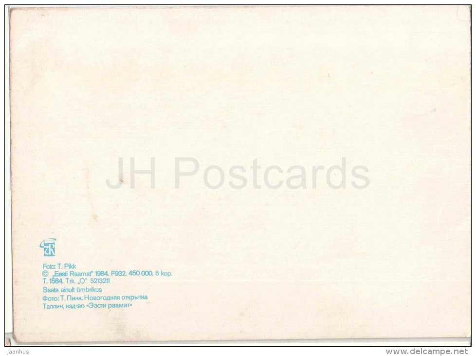 New Year Greeting card - 1 - belt of folk costume - Estonian zither - 1984 - Estonia USSR - used - JH Postcards