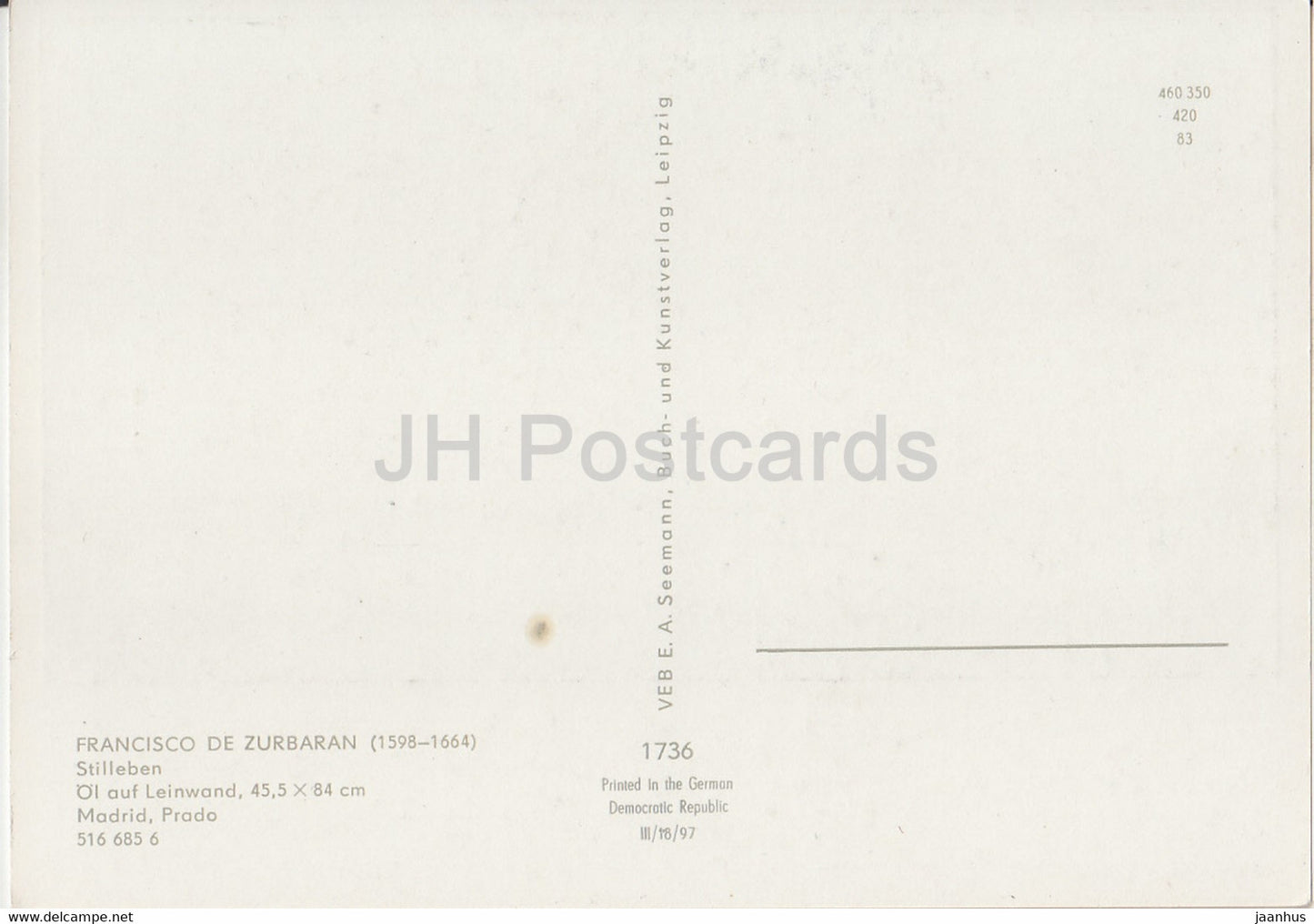 painting by Francisco de Zurbaran - Stilleben - Still Life - 1736 - Spanish art - Germany DDR - unused