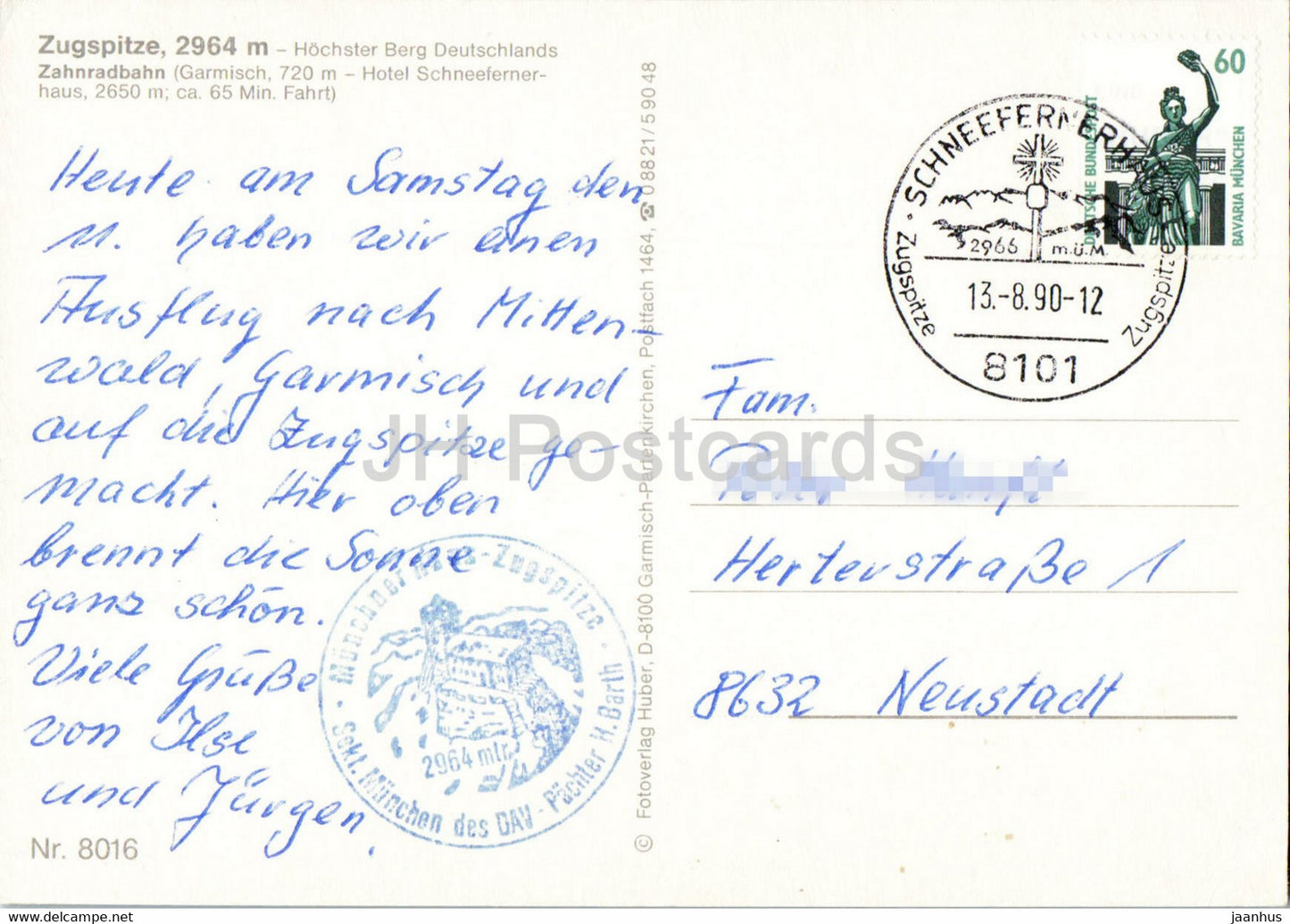 Zugspitze 2964 m - Zahnradbahn - train - railway - locomotive - 1990 - Germany - used